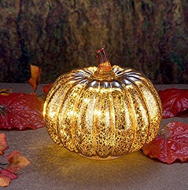 Mercury Glass Pumpkin with LED Lights