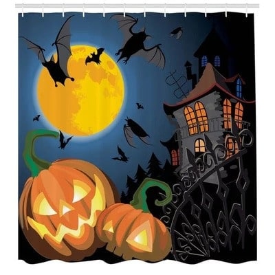 Halloween Moon Pumpkin Shower Curtain