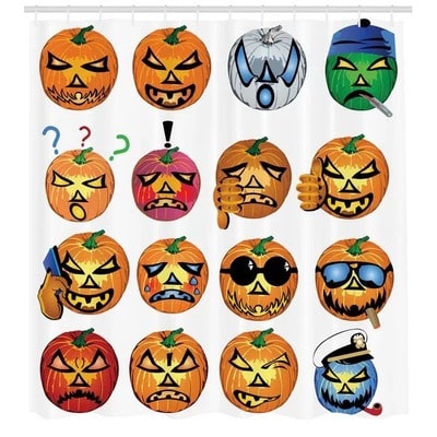 Halloween Pumpkin Emoji Shower Curtain