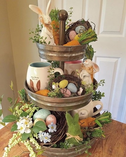 Easter Centerpiece Made with 3 Tiered Tray