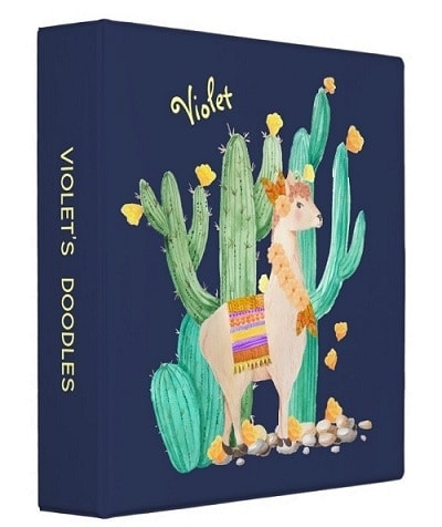 Llama & Cactus Watercolor Scene 3 Ring Binder