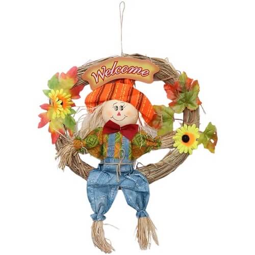 Autumn Wreath with Scarecrow Decor