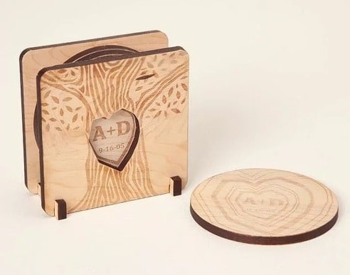 Carved with Love Personalized Coasters