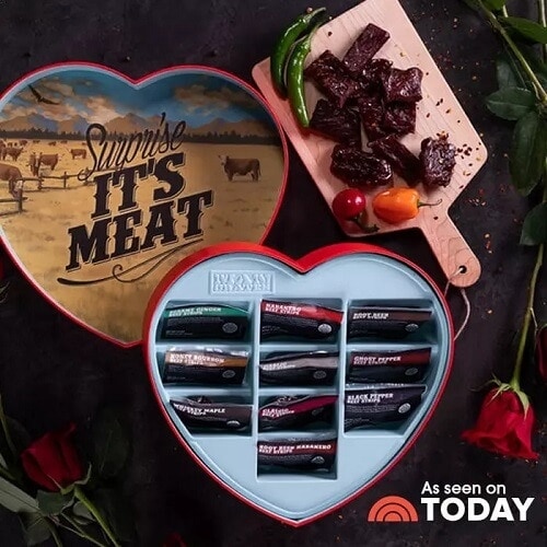 Heart Box Filled with 10 Beef Jerky Bits