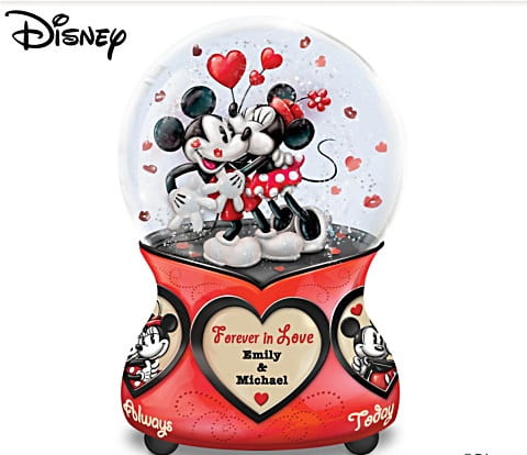 Mickey and Minnie Romantic Personalized Snow Globe