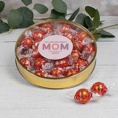 Mom Personalized Large Gold Lindt Gift Tin