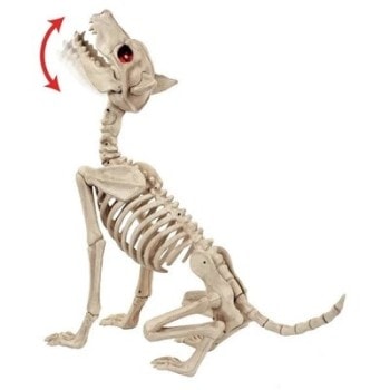 Animated Howling Skeleton Wolf Lawn Figurine