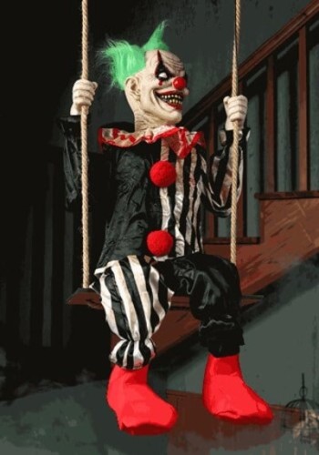 Animated Swinging Chuckles Evil Clown Prop