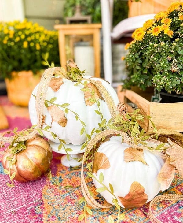 DIY Gilded Leaf Pumpkins - DIY Fall Decor Ideas