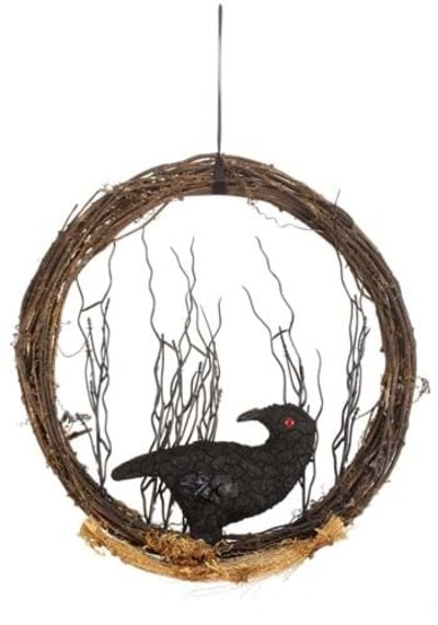 Halloween Wreath with Crow Decoration