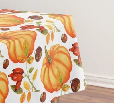 Thanksgiving Pumpkins Acorn Rustic Fall Tablecloth