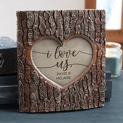 I Love Us Personalized Resin Tree Trunk Sculpture