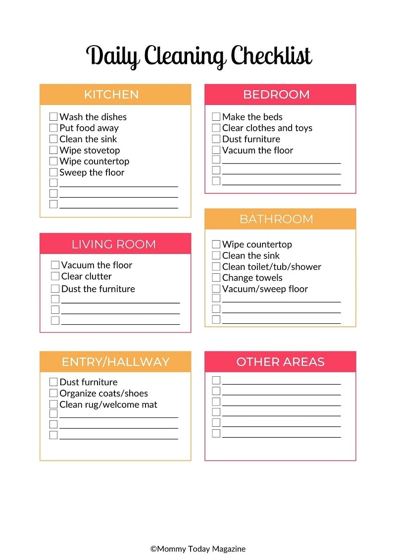 Daily Cleaning Checklist w800