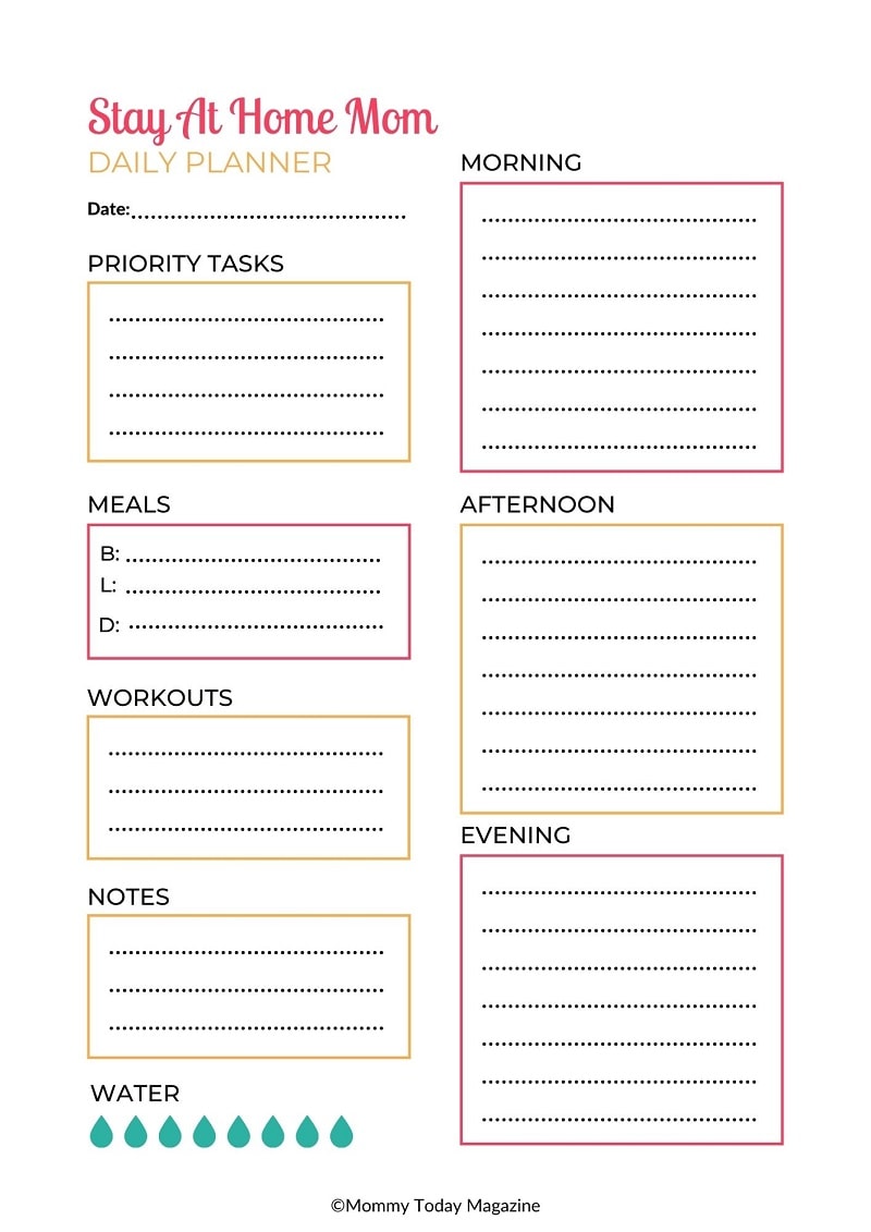 Stay At Home Mom Daily Planner