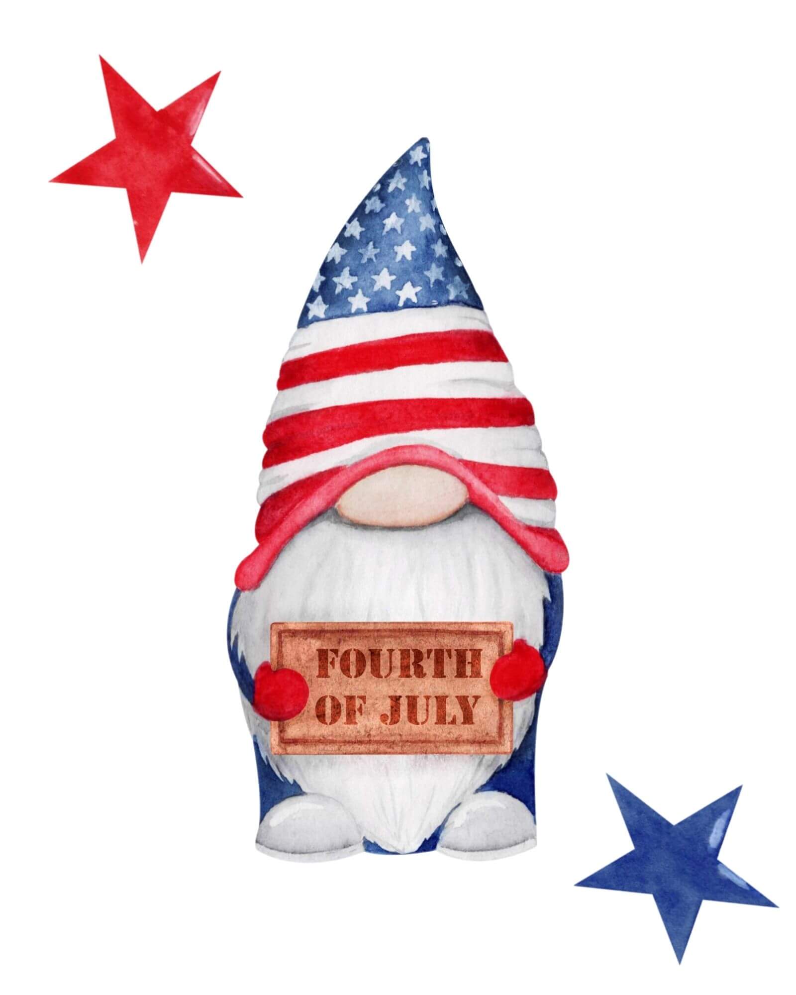 4th Of July Gnome Printable