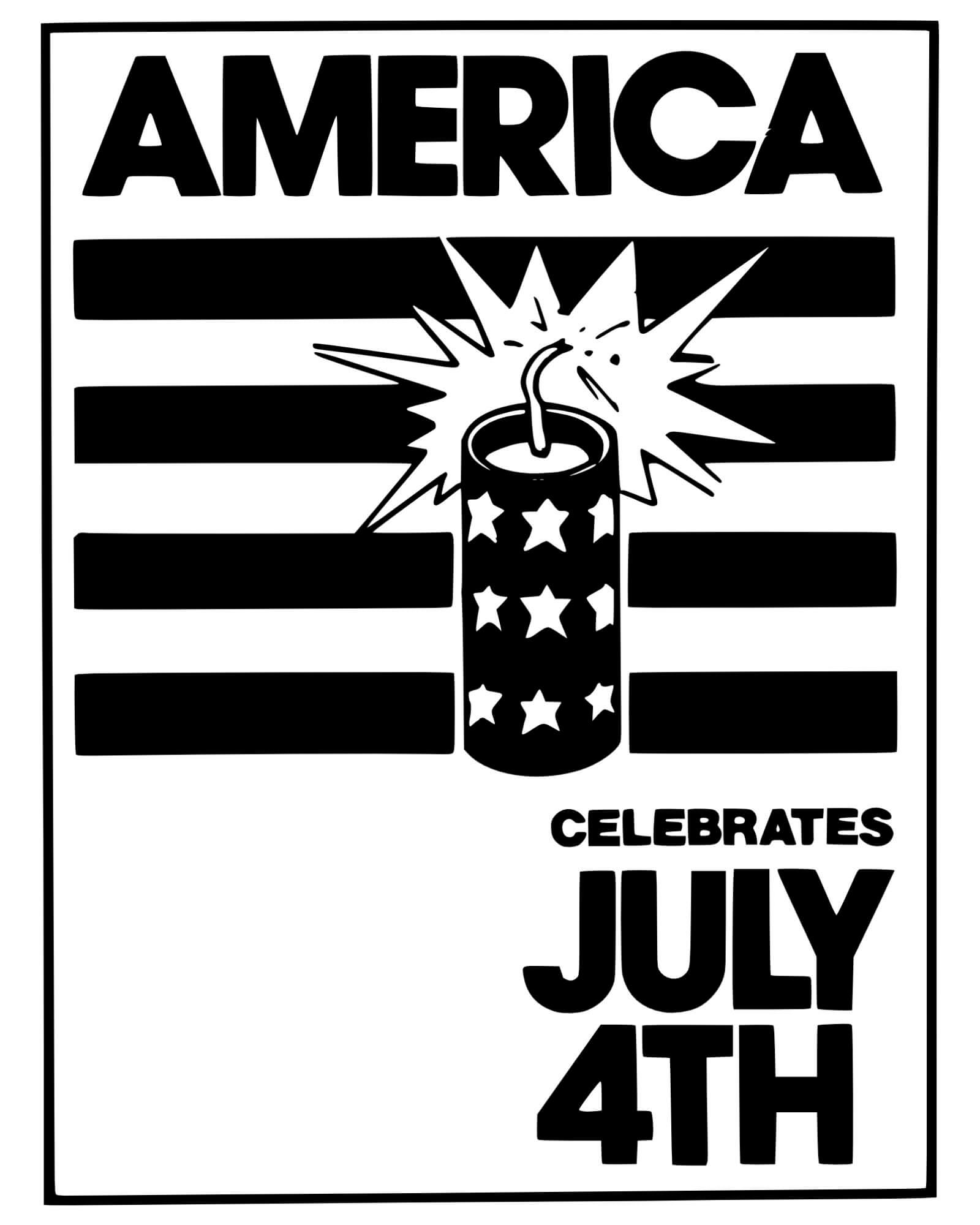 America July 4th black and white